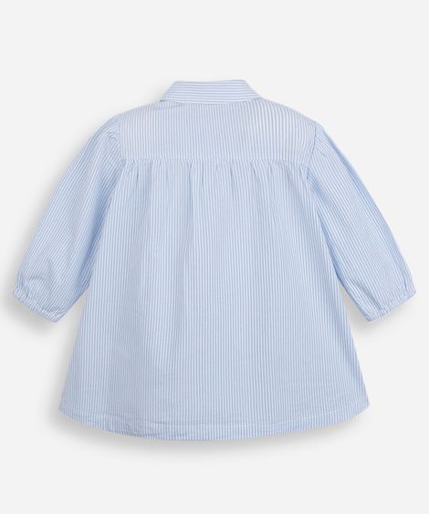 vestido infantil de algodão com bordado listrado azul
