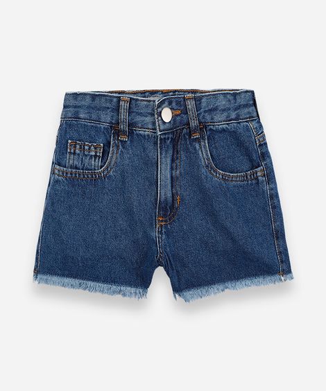 short jeans infantil de algodão azul