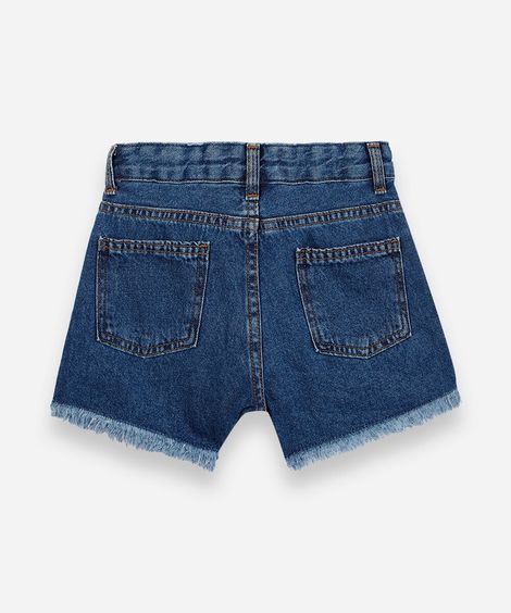 short jeans infantil de algodão azul
