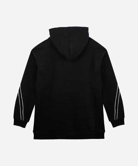 blusão oversized juvenil de moletom  com nervuras preto