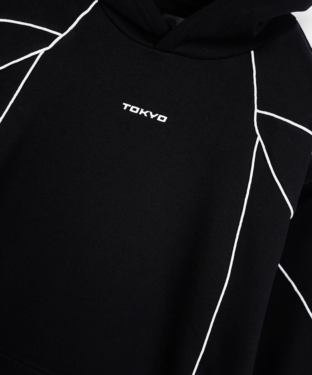 blusão oversized juvenil de moletom  com nervuras preto