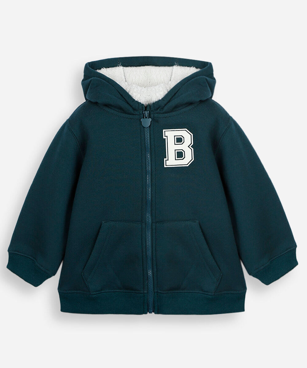 casaco infantil com capuz verde