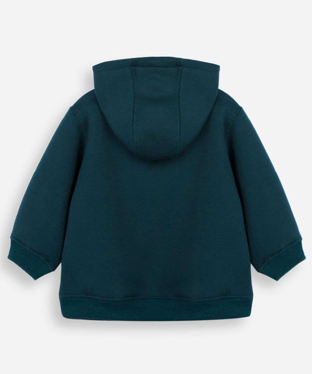 casaco infantil com capuz verde