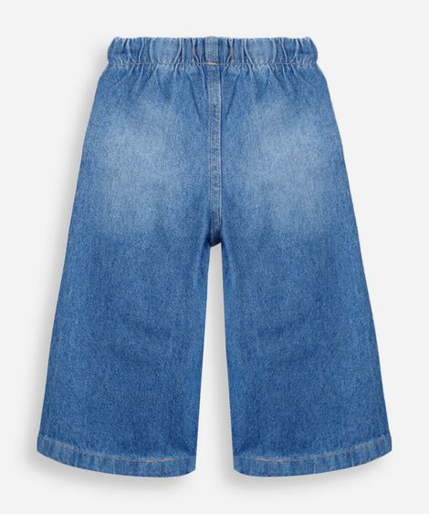 calça jeans infantil de algodão com bordados azul