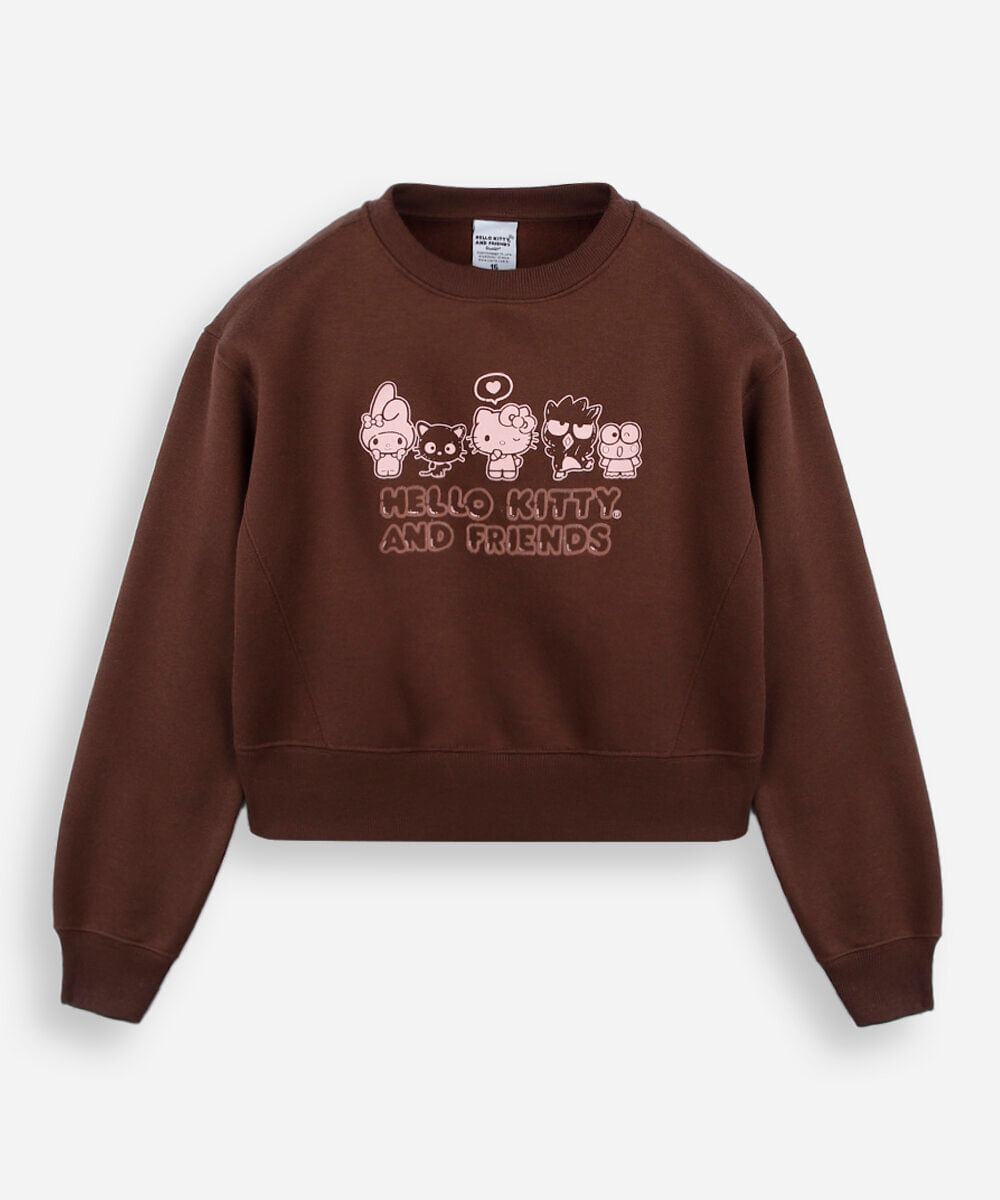 blusão de moletom infantil hello kitty marrom