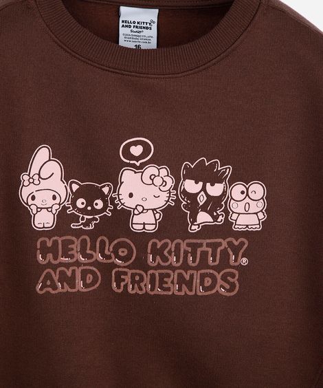 blusão de moletom infantil hello kitty marrom