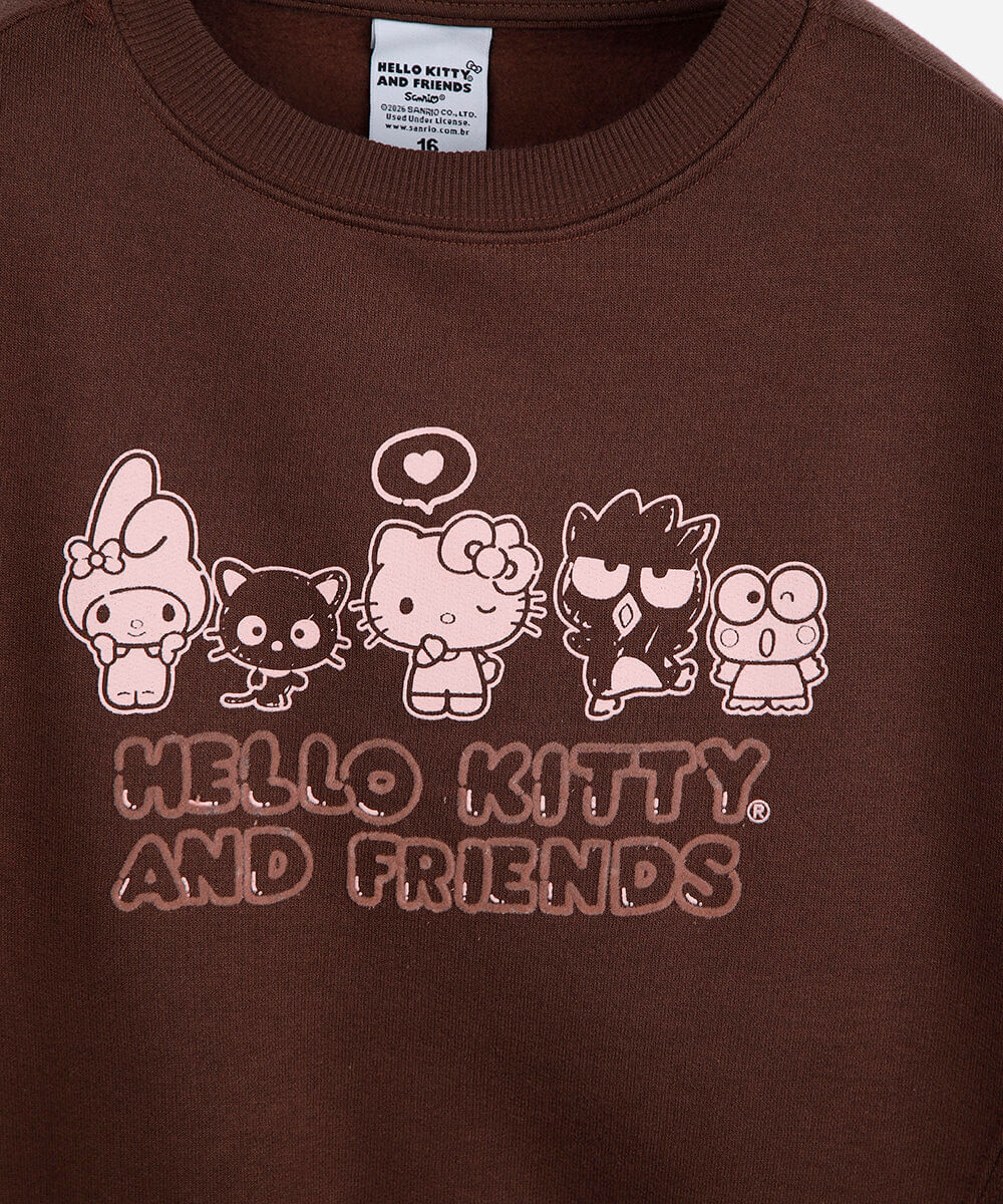blusão de moletom infantil hello kitty marrom