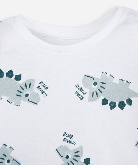 kit de 2 camisetas infantil de algodão manga longa dino colorido