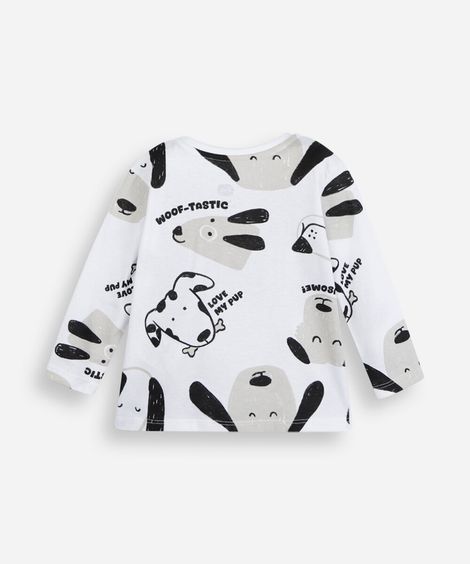 kit de 2 camisetas infantil de algodão manga longa estampada colorido