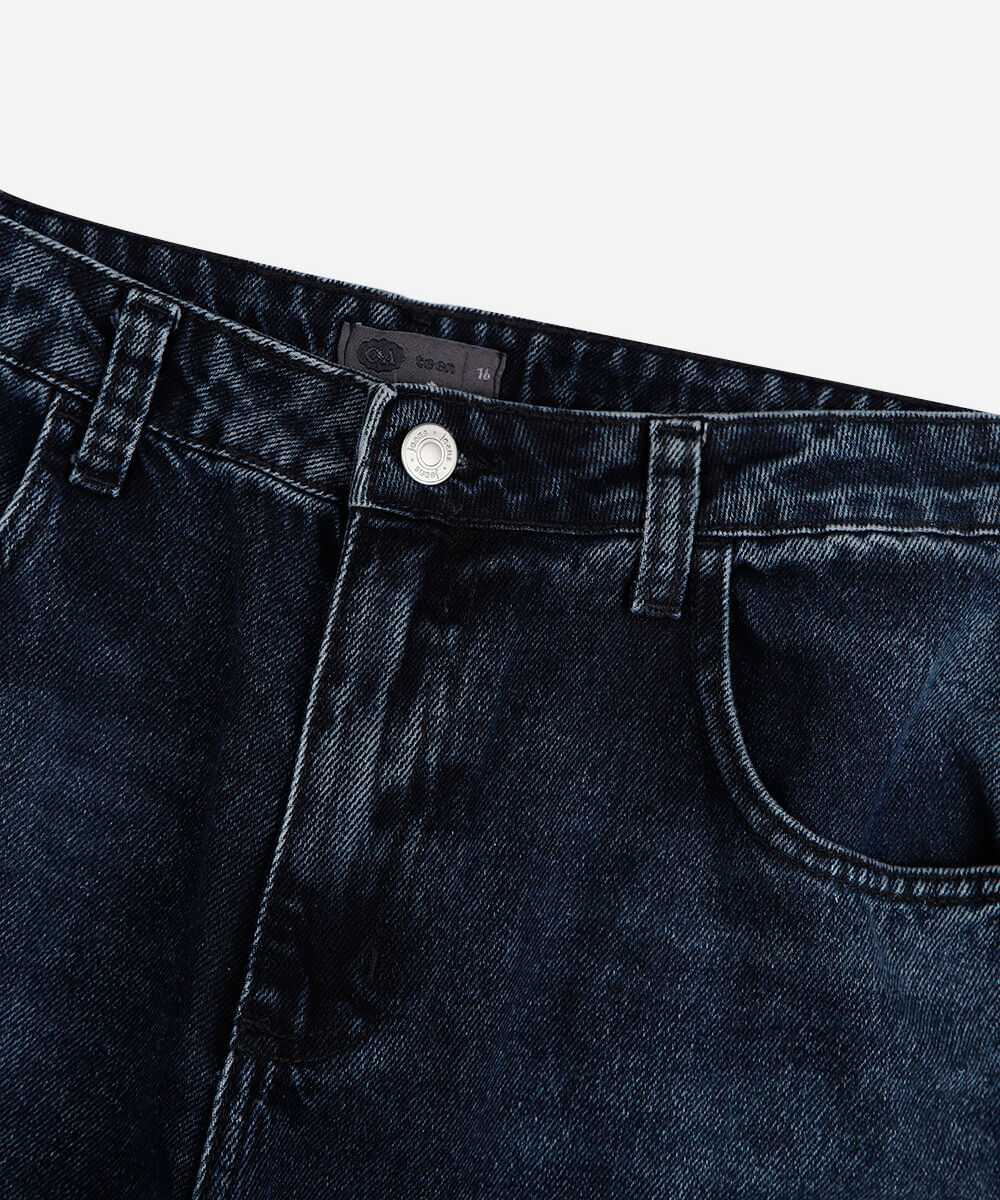 calça wide leg juvenil jeans com barra a fio azul
