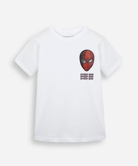 camiseta infantil de algodão homem aranha off white