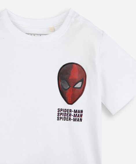 camiseta infantil de algodão homem aranha off white