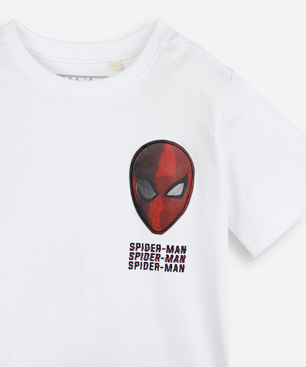 camiseta infantil de algodão homem aranha off white