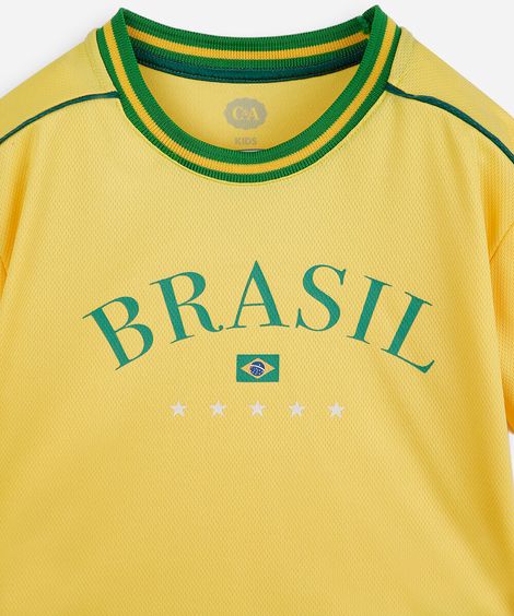 camiseta esportiva infantil brasil amarelo