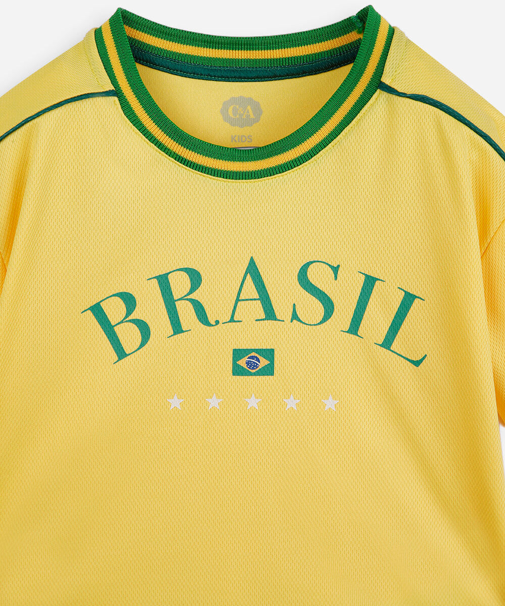 camiseta esportiva infantil brasil amarelo