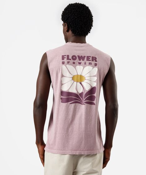 regata machão de algodão flower rosa