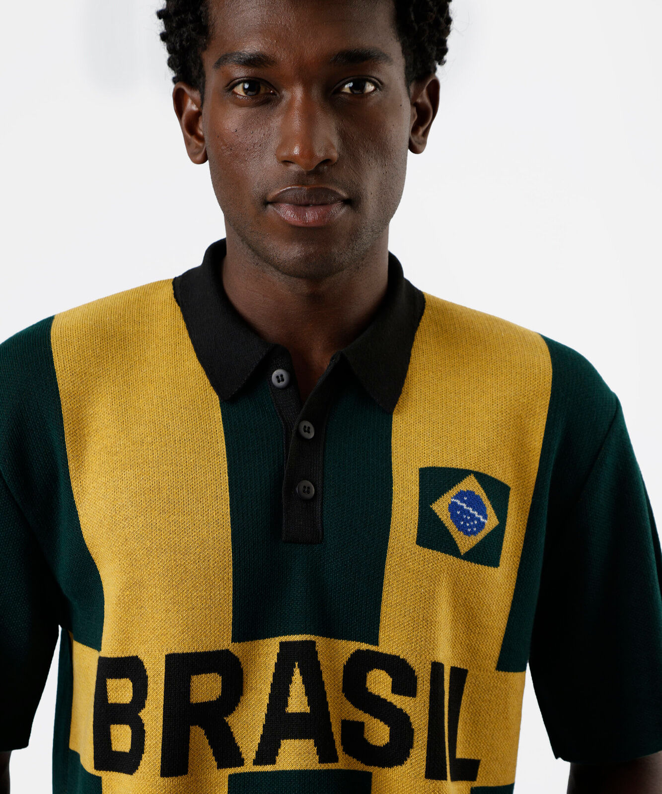 polo masculina de tricot listrada brasil verde