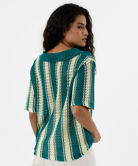 camisa polo feminina de tricot listrada brasil verde