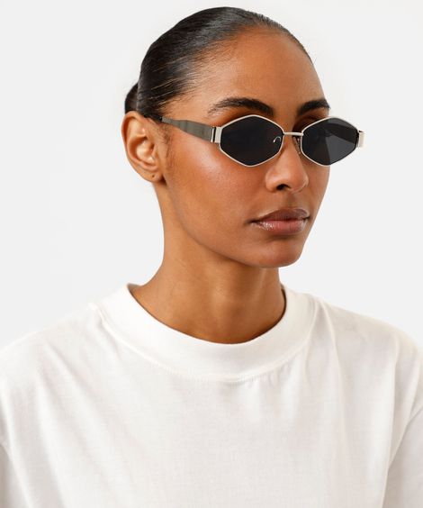 óculos de sol oval triton feminino prateado