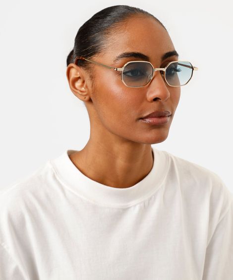óculos de sol oval triton feminino dourado