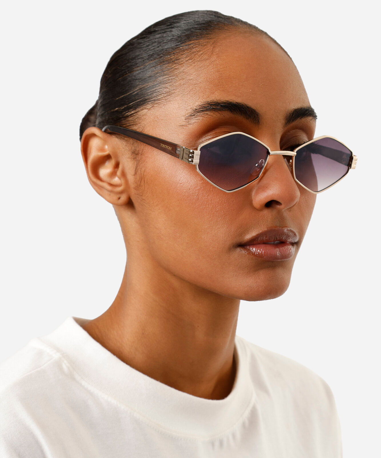 óculos de sol geométrico triton feminino dourado