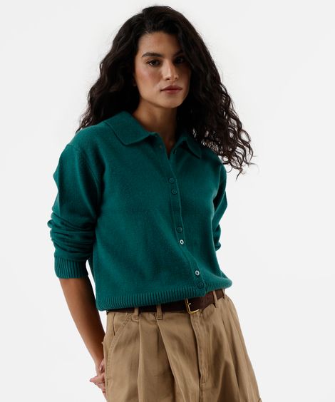 cardigan feminino de tricot verde