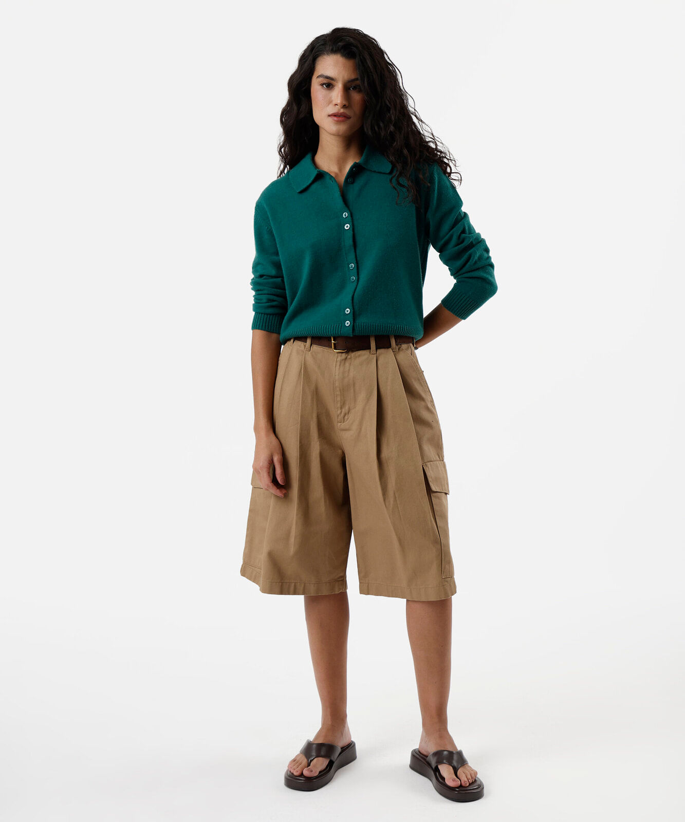 cardigan feminino de tricot verde
