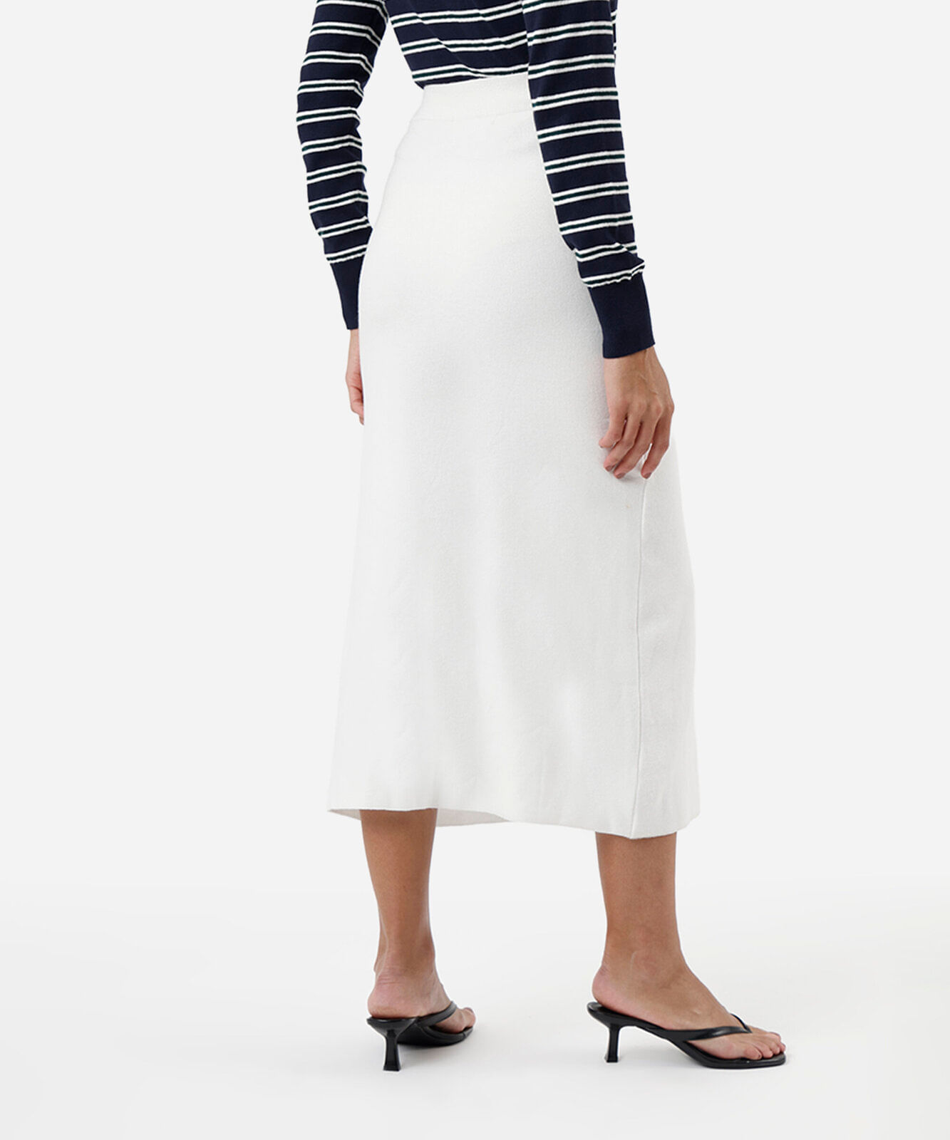 saia midi de tricot canelada off white