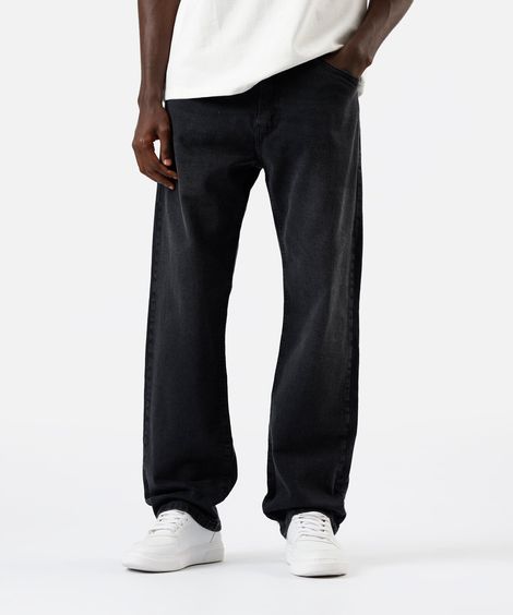calça reta masculina jeans preta