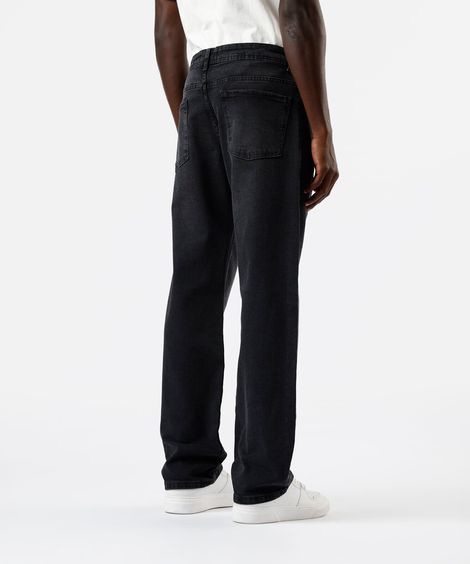 calça reta masculina jeans preta