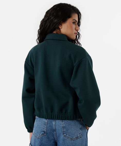 jaqueta balonê feminina gola alta verde