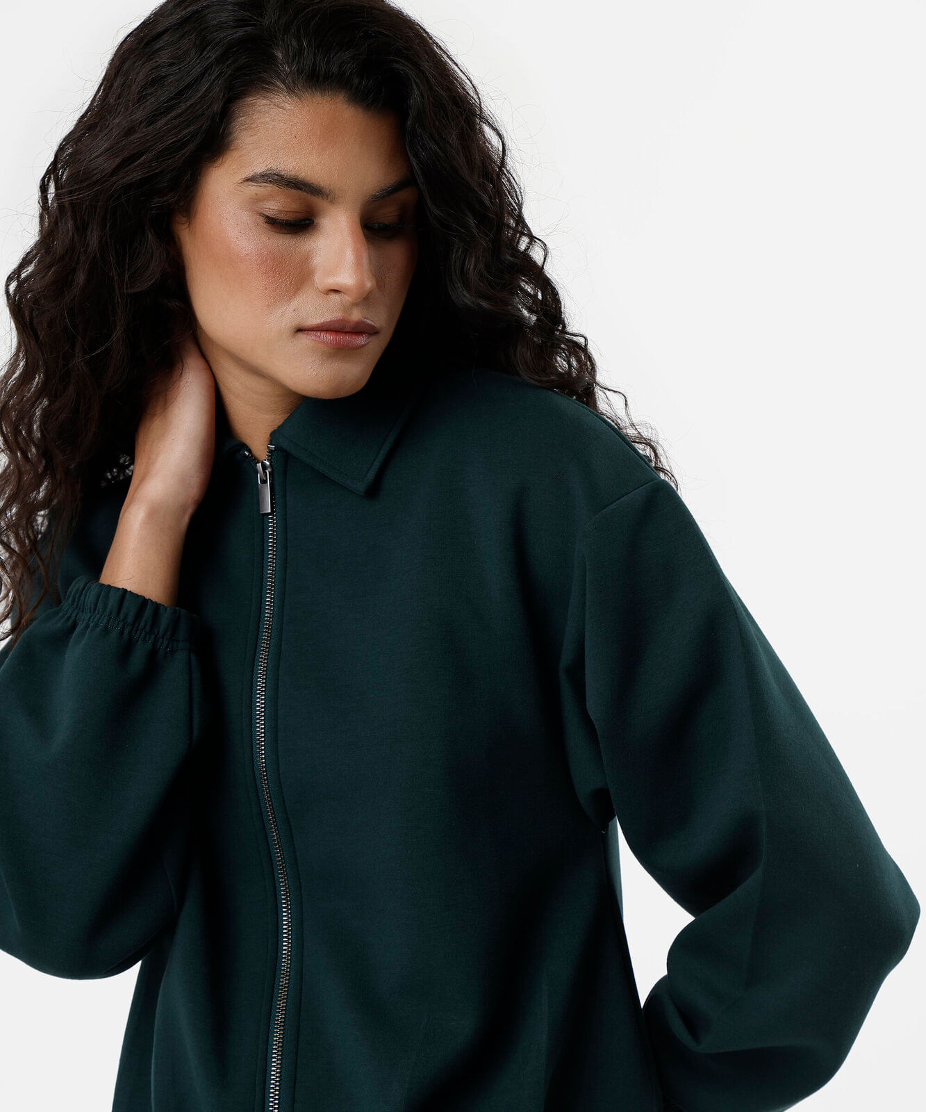 jaqueta balonê feminina gola alta verde