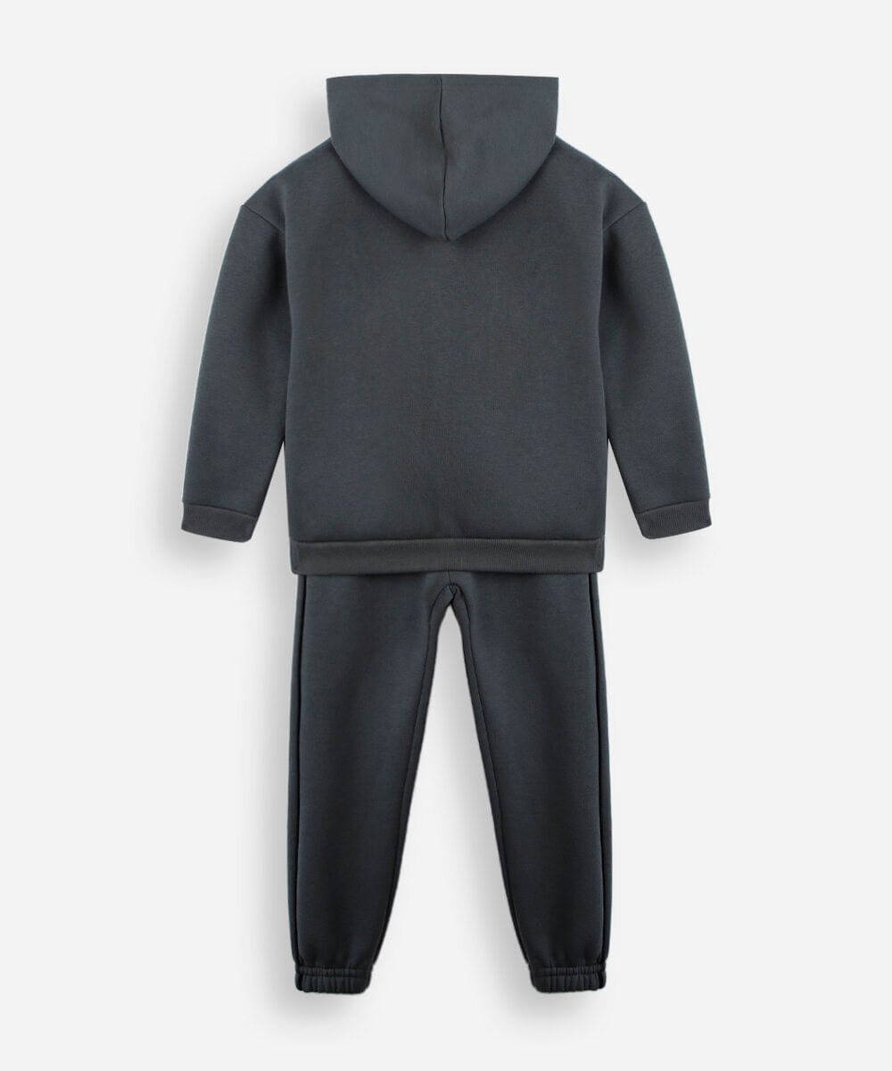 conjunto infantil de moletom com capuz minecraft cinza