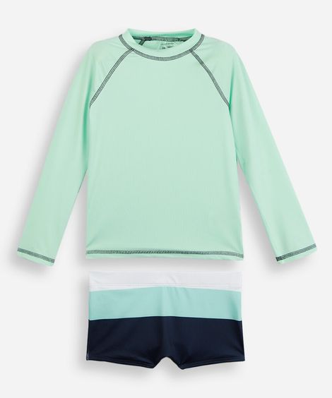 conjunto de praia infantil listrado verde