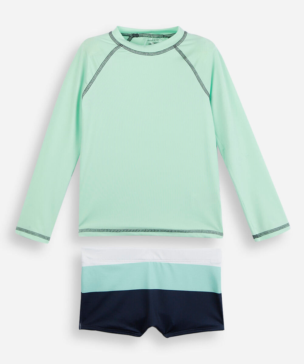 conjunto de praia infantil listrado verde