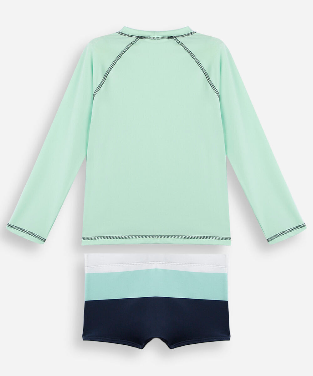 conjunto de praia infantil listrado verde