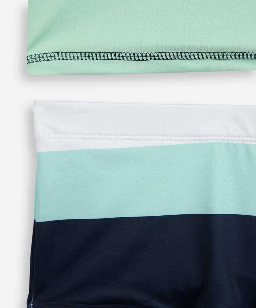 conjunto de praia infantil listrado verde