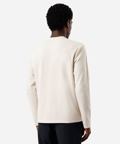 camiseta masculina  com algodão manga longa texturizada bege