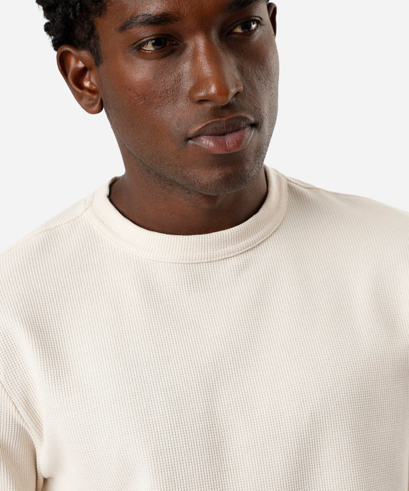 camiseta masculina  com algodão manga longa texturizada bege