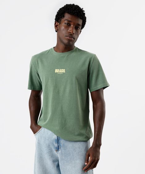 camiseta masculina de algodão manga curta brasil verde