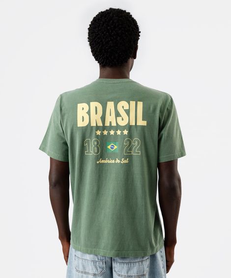 camiseta masculina de algodão manga curta brasil verde