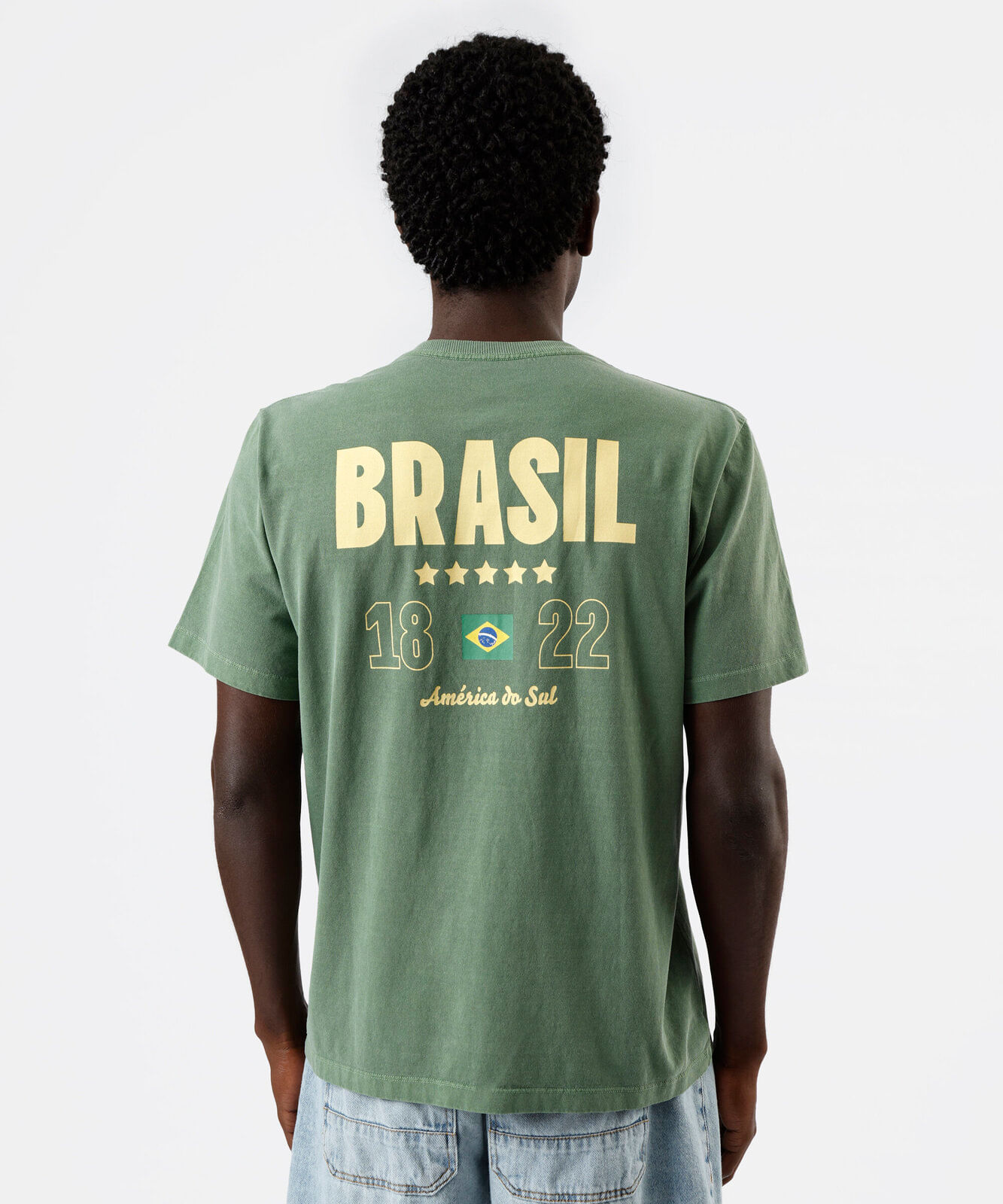 camiseta masculina de algodão manga curta brasil verde