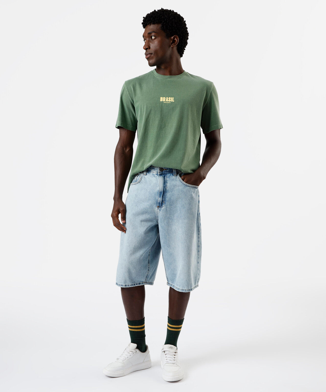 camiseta masculina de algodão manga curta brasil verde