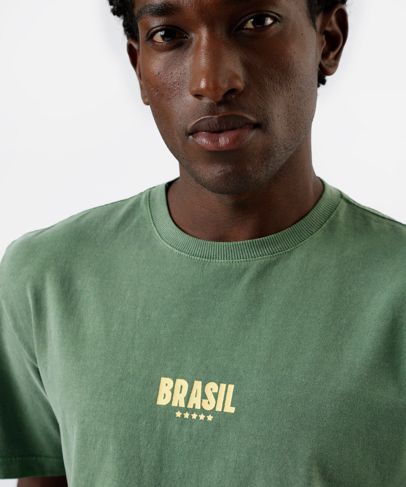 camiseta masculina de algodão manga curta brasil verde