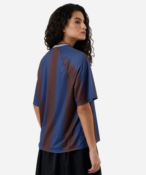 camiseta feminina manga curta listrada brasileira marrom