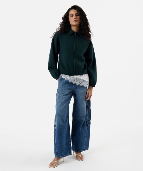 calça skater feminina jeans cintura média azul