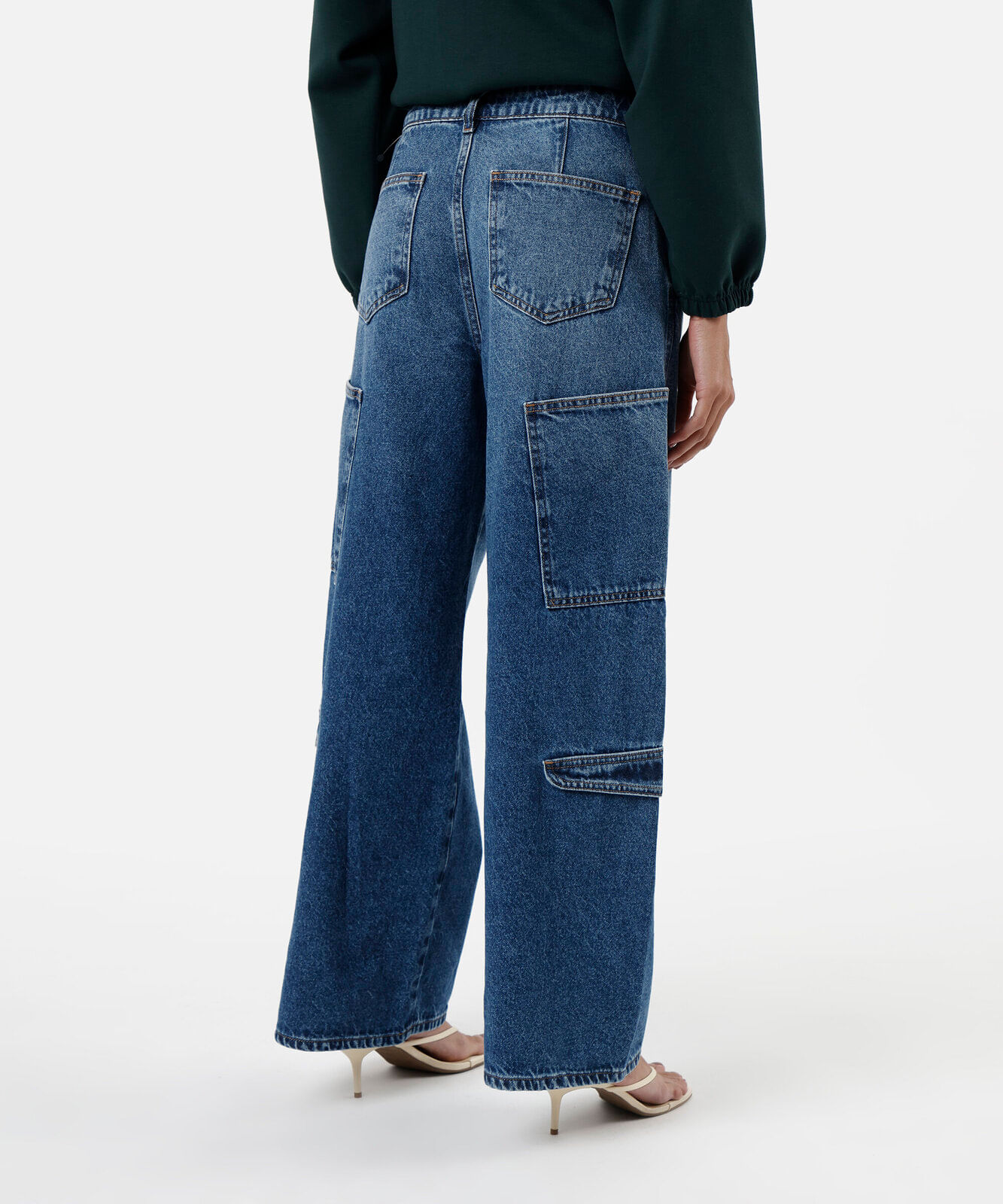 calça skater feminina jeans cintura média azul