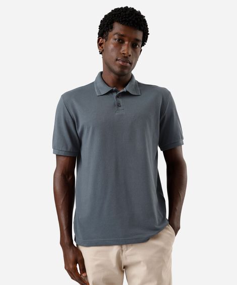 polo masculina manga curta texturizada azul