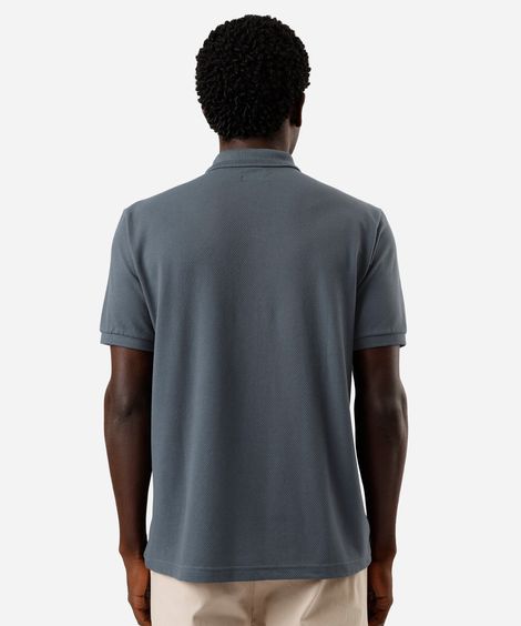 polo masculina manga curta texturizada azul