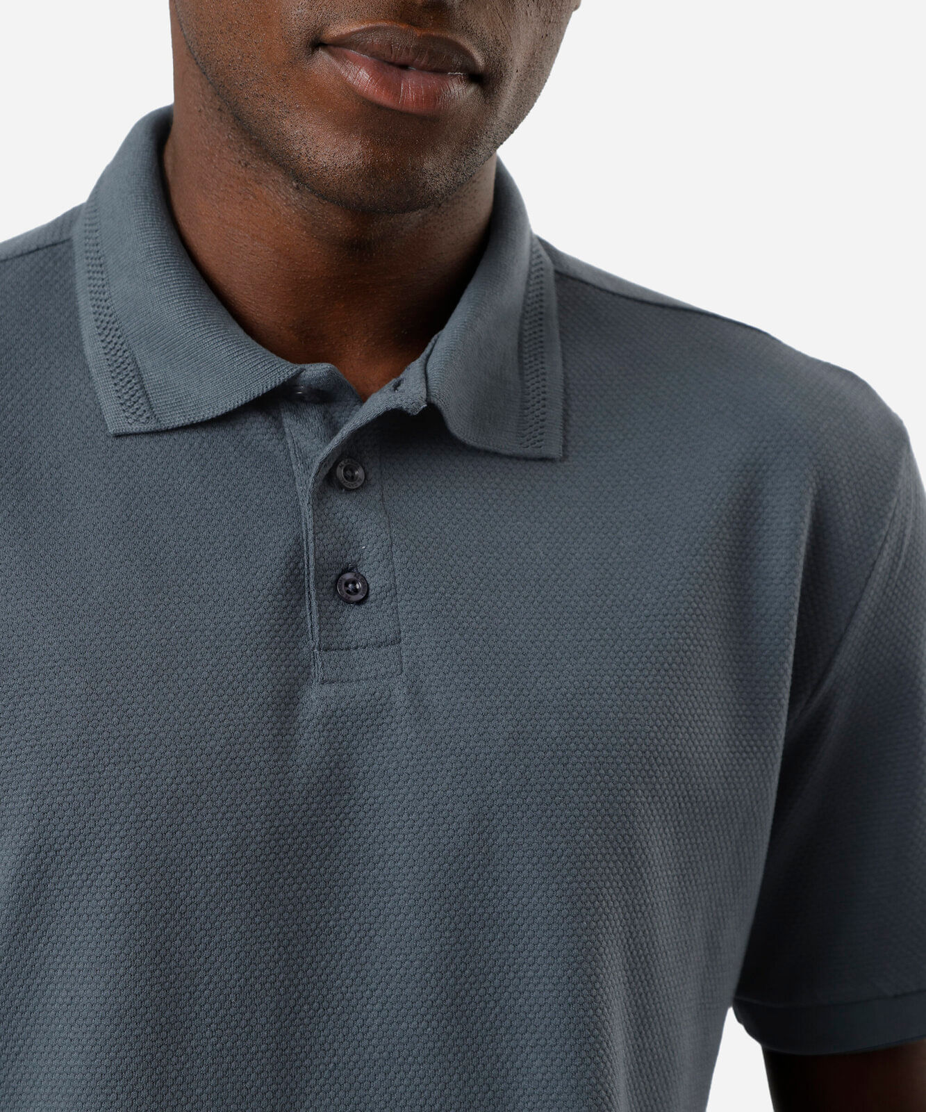 polo masculina manga curta texturizada azul